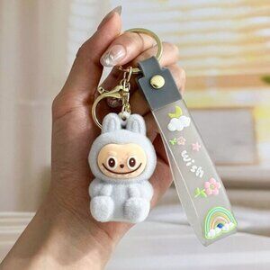 New Cute Light Blue Laboo Bunny Keychain